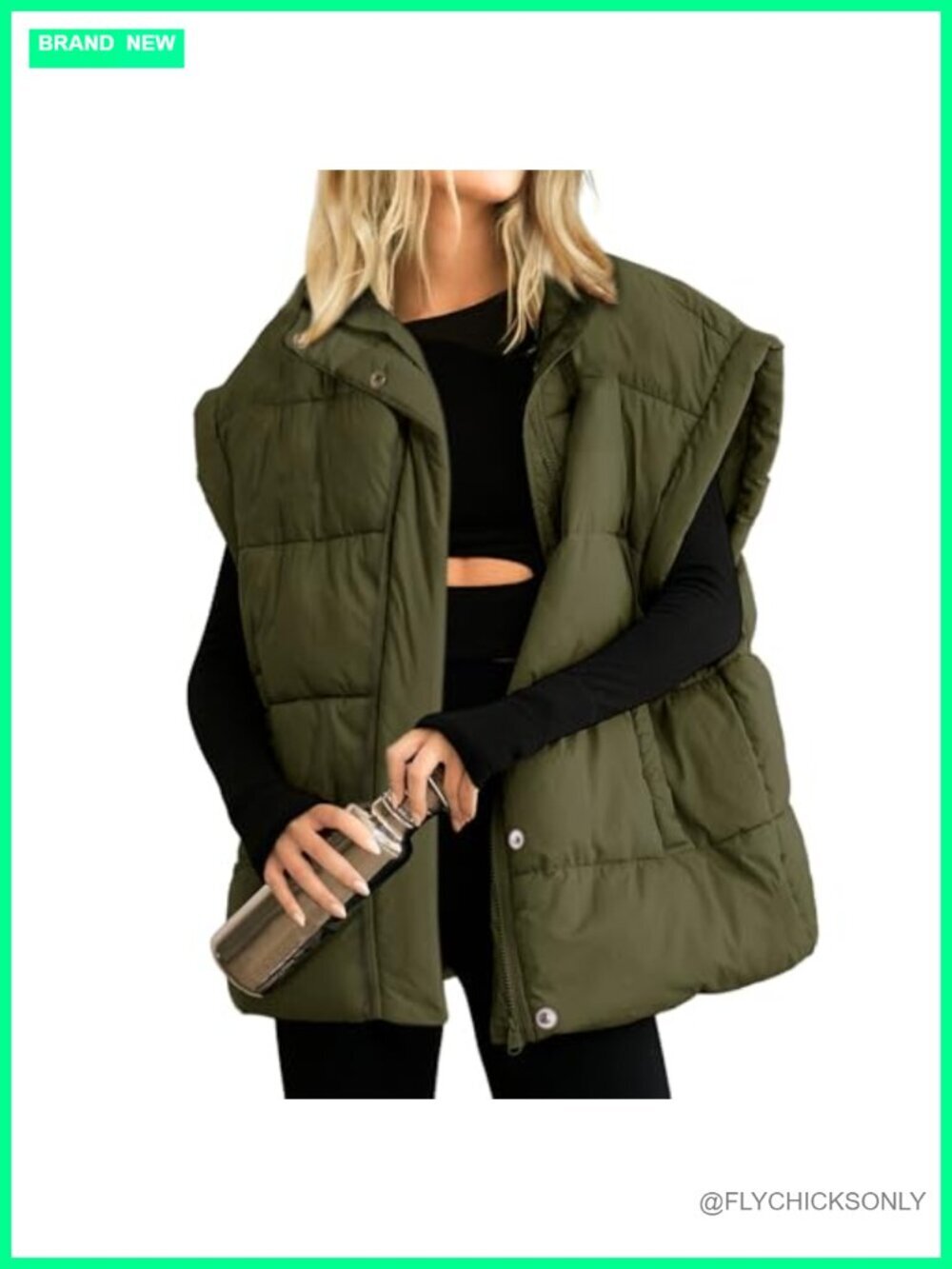Puffer Vest Stand Collar Zipper Sleeveless Lightweight Warm Padded Jacket Coat